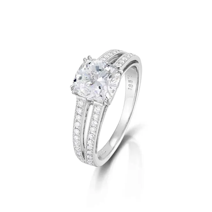 201 Carat Cushion Cut Diamond Ring Stephen Silver Fine Jewelry Rings