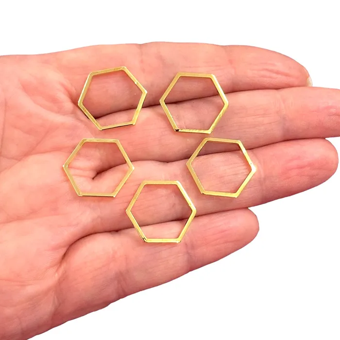 24Kt Gold Plated 18x16mm Hexagon Charms Gold Hexagon Connector Charms 5 pcs in a pack Peppy Beads Earrings 24Kt Gold Plated 18x16mm Hexagon Charms Gold Hexagon Connector Charms 5 pcs in a pack Peppy Beads Earrings