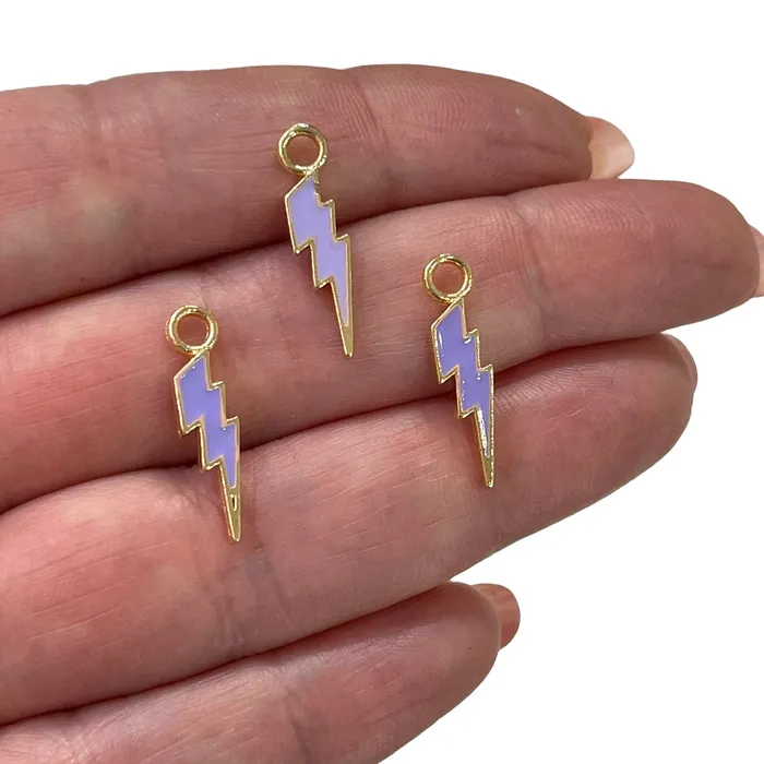 24Kt Gold Plated Brass Lightning Charms Gold Plated Enamelled Brass Lightning Charms 3 pcs in a pack Peppy Beads Earrings 24Kt Gold Plated Brass Lightning Charms Gold Plated Enamelled Brass Lightning Charms 3 pcs in a pack Peppy Beads Earrings