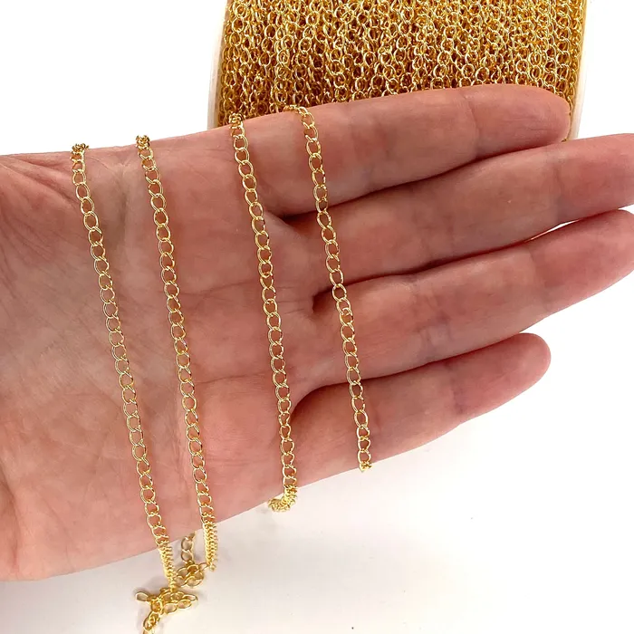 24Kt Gold Plated Extender Chain 3mm Gold Plated Extender Chain 1 Meter33Feet Extender Chain Peppy Beads Necklaces 24Kt Gold Plated Extender Chain 3mm Gold Plated Extender Chain 1 Meter33Feet Extender Chain Peppy Beads Necklaces