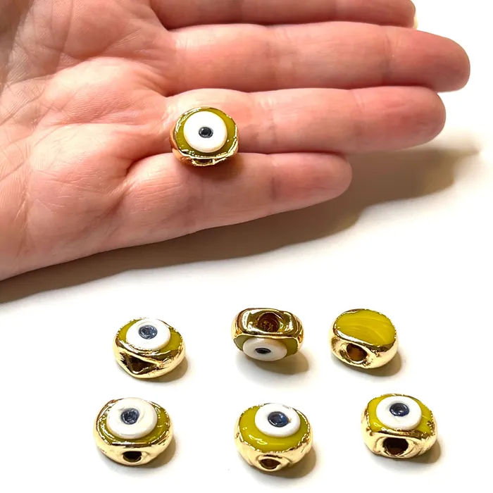 24Kt Gold Plated Hand Made Evil Eye Beads Hand Made Evil Eye Beads Yellow Peppy Beads Necklaces 24Kt Gold Plated Hand Made Evil Eye Beads Hand Made Evil Eye Beads Yellow Peppy Beads Necklaces