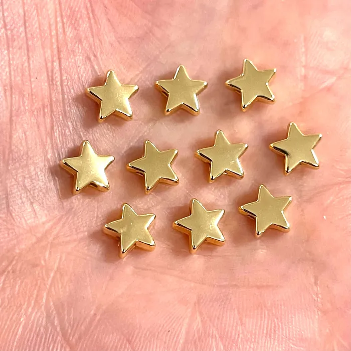 24Kt Gold Plated Star Spacer Charms 10 Pcs in a Pack Peppy Beads Earrings