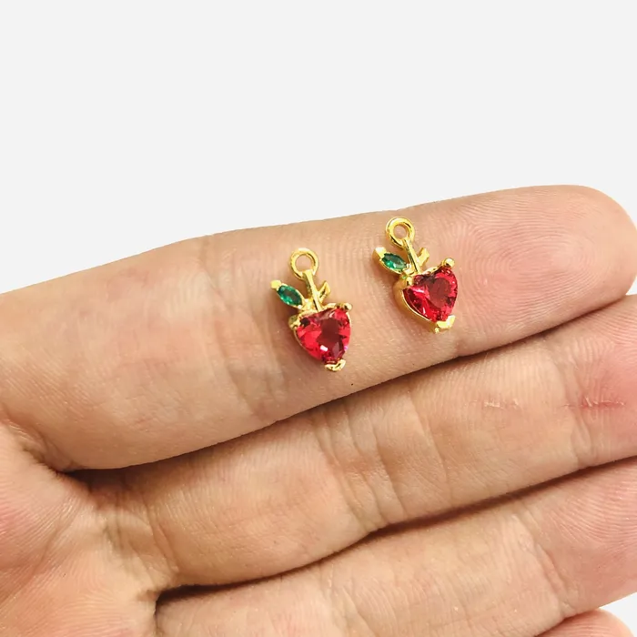 24Kt Gold Plated Swarovski Apple Charm Peppy Beads Charm Necklaces