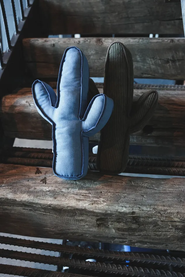 2FLY Earrings KICK A CACTUS PILLOW DENIM