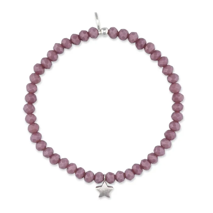 4mm Mauve Crystal and Silver Satin Star Bracelet RACHEL LYNN CHICAGO Bracelets