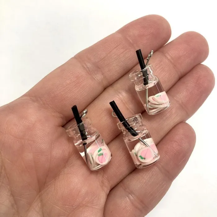 Acrylic Jam Jar Cocktail Charms 3 pcs in a pack Peppy Beads Rings