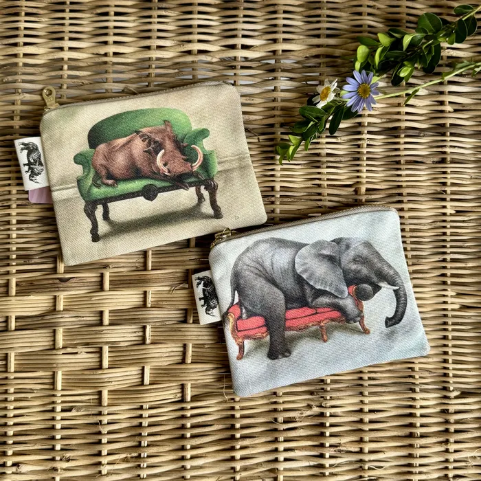 African Animals Coin Purse Whimsical Earrings