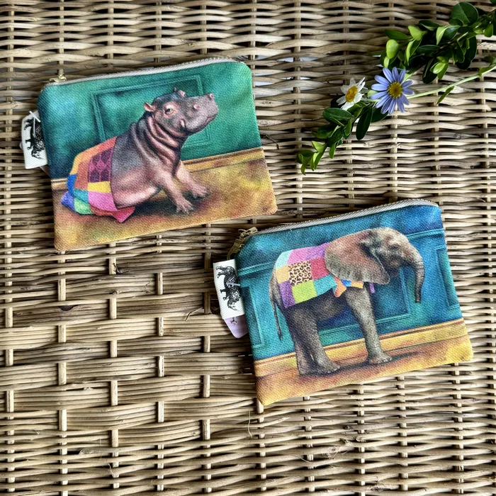 African Animals Coin Purse Whimsical Earrings