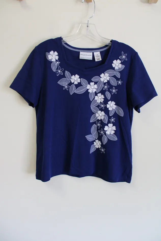Alfred Dunner Blue Flowered Tee M Petite Alfred Dunner Rings