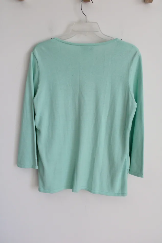 Alfred Dunner Blue Green Knit Layered Top M Alfred Dunner Necklaces