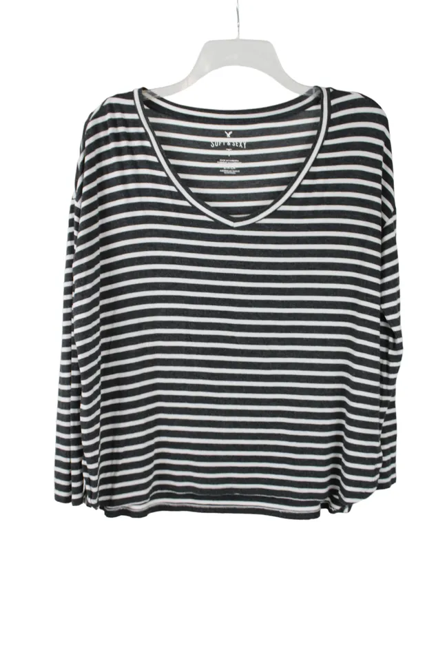 American Eagle Earrings American Eagle Soft Sexy Gray Striped Shirt S