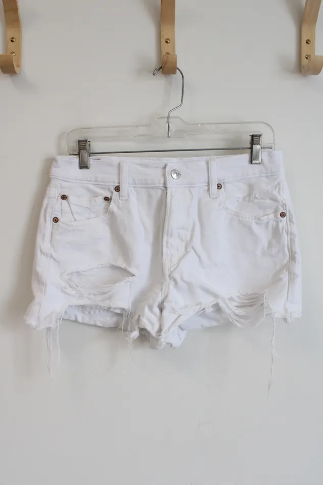 American Eagle Rings American Eagle 90s Boyfriend Distressed White Shorts 10 American Eagle Rings American Eagle 90s Boyfriend Distressed White Shorts 10