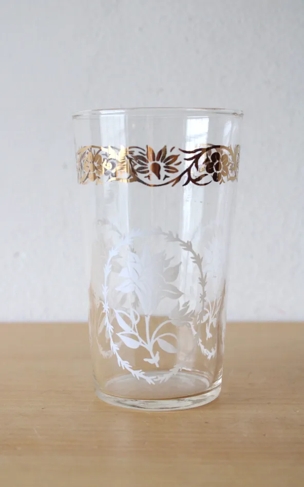Anchor Hocking Rings Anchor Glass White Gold Floral Drinking Glass