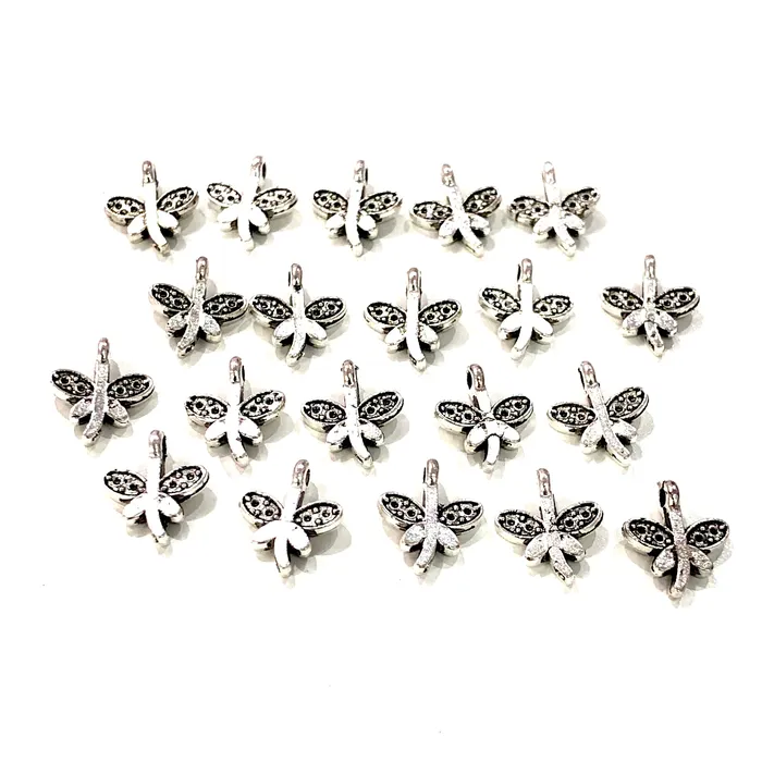 Antique Silver Dragonfly Charms Silver Plated Brass Dragonfly Charms 20 pcs in a pack Peppy Beads Earrings Antique Silver Dragonfly Charms Silver Plated Brass Dragonfly Charms 20 pcs in a pack Peppy Beads Earrings