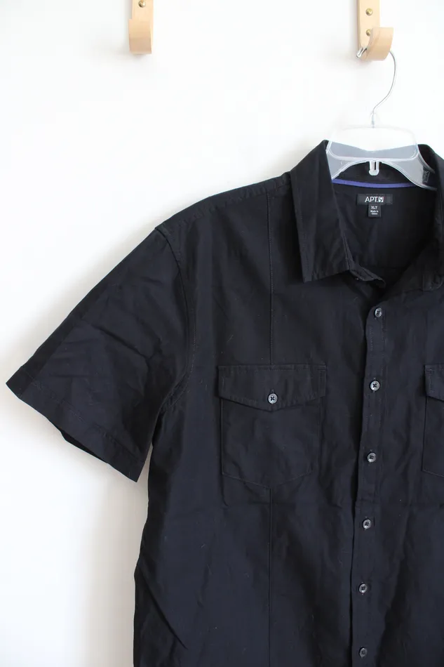 APT9 Rings Apt 9 Black Button Down Short Sleeved Cotton Shirt XL Tall