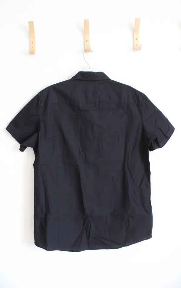 APT9 Rings Apt 9 Black Button Down Short Sleeved Cotton Shirt XL Tall