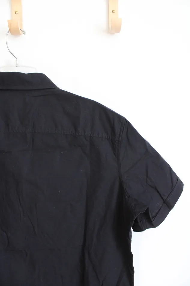 APT9 Rings Apt 9 Black Button Down Short Sleeved Cotton Shirt XL Tall