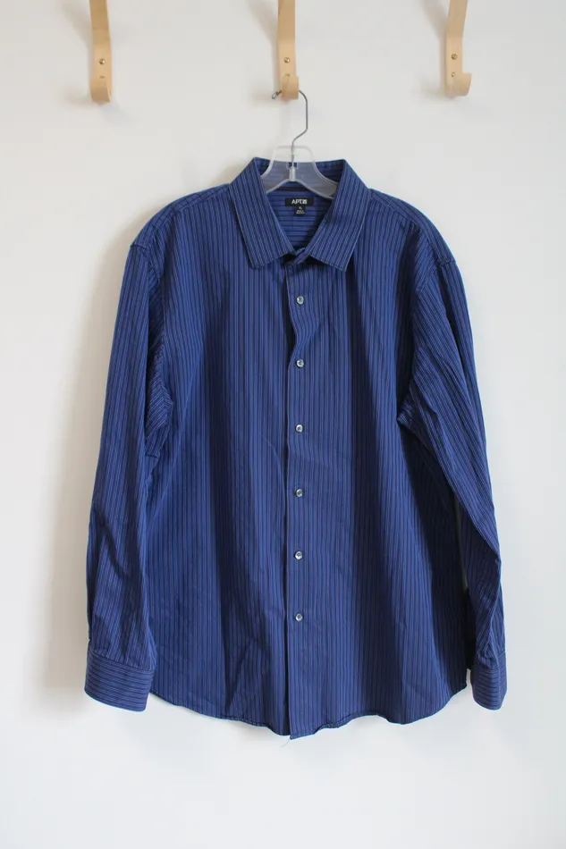 APT9 Rings Apt 9 Blue Long Sleeved Dress Shirt XL