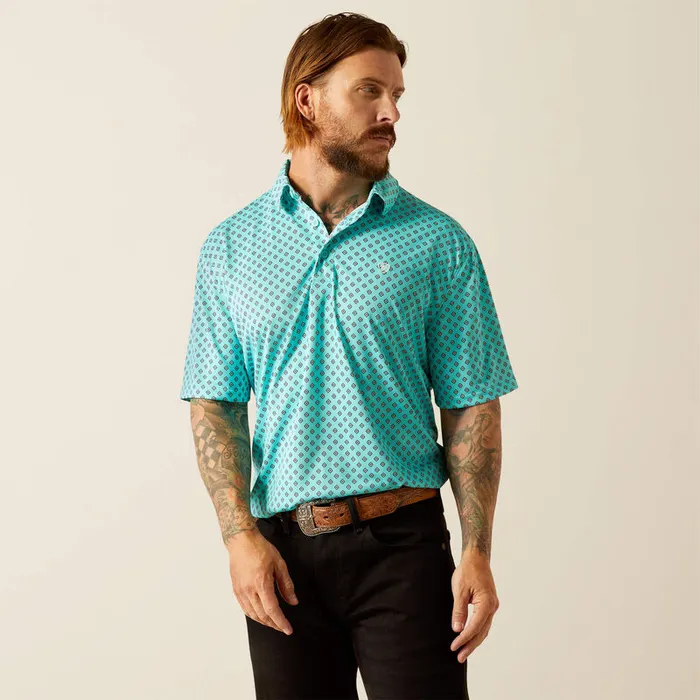 ARIAT MENS ALL OVER PRINT POLO ARUBA BLUE ARIAT MENS CLOTHING Rings