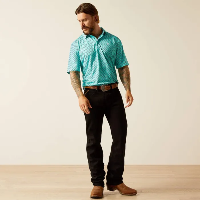 ARIAT MENS ALL OVER PRINT POLO ARUBA BLUE ARIAT MENS CLOTHING Rings