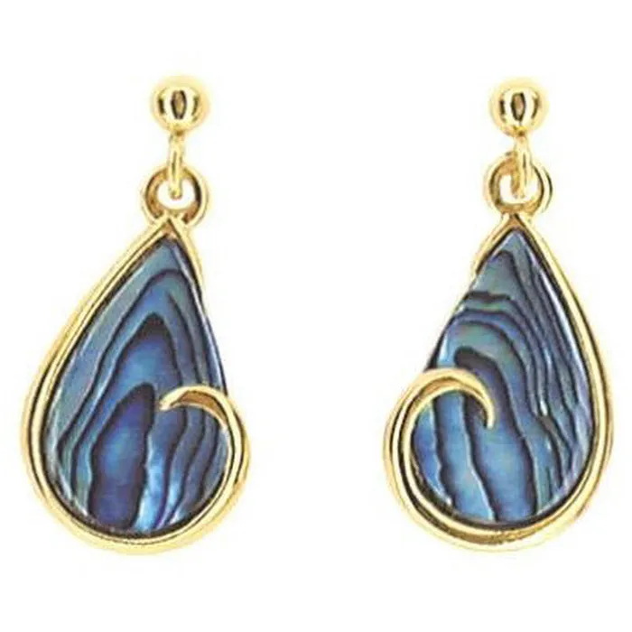 ARIKINEWZEALAND Earrings Ariki 22K Gold Teardrop Swirl Dangle Earrings