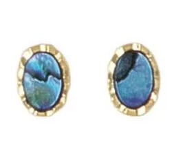 ARIKINEWZEALAND Earrings Ariki Oval Palladium Paua Small Stud Earrings