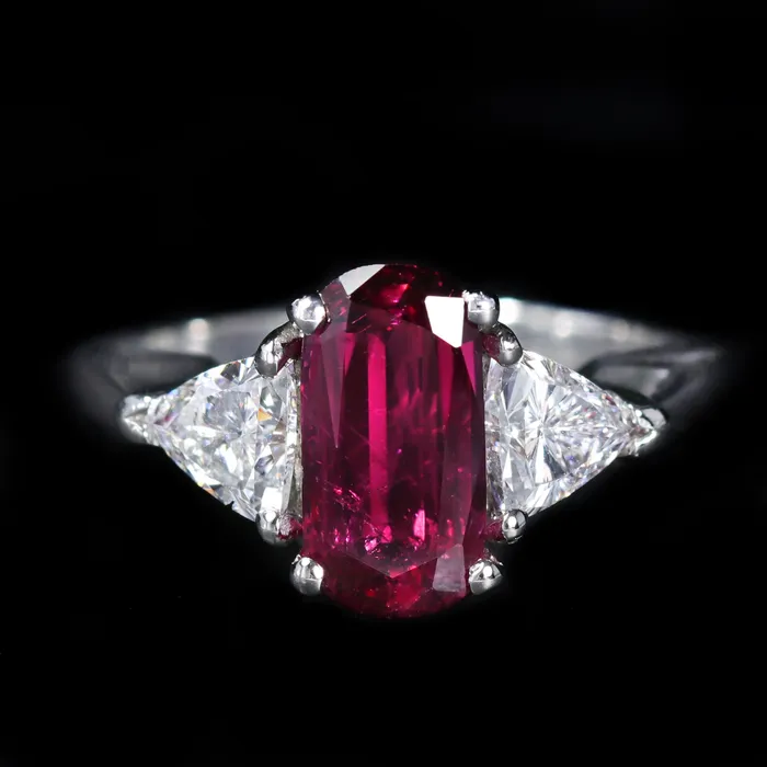 BB Diamonds Rings Platinum GIA 245 Carat Ruby and Diamond Ring
