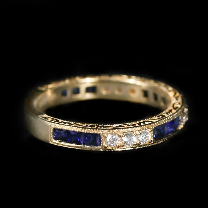 BR Designs Rings 18K Yellow Gold 071 CTW Sapphire and Diamond Band