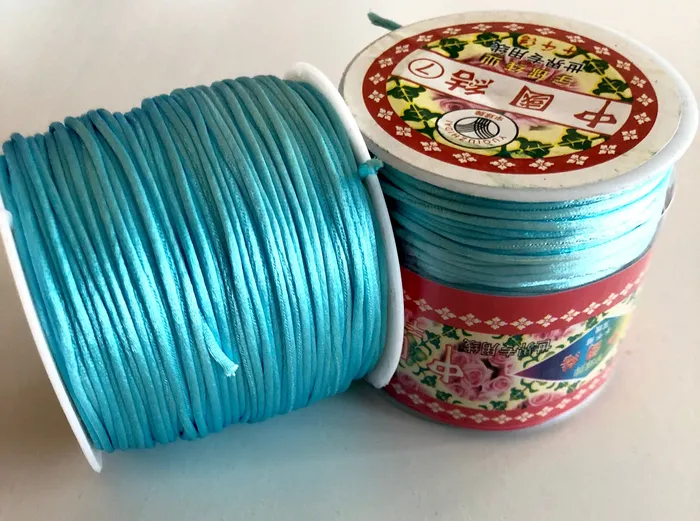 Blue Rattail Cord Kumihimo Cord Satin Silk Cord Satin Nylon Cord Macrame Knotting DIY Beading String Thread Cording 15mm Peppy Beads Rings