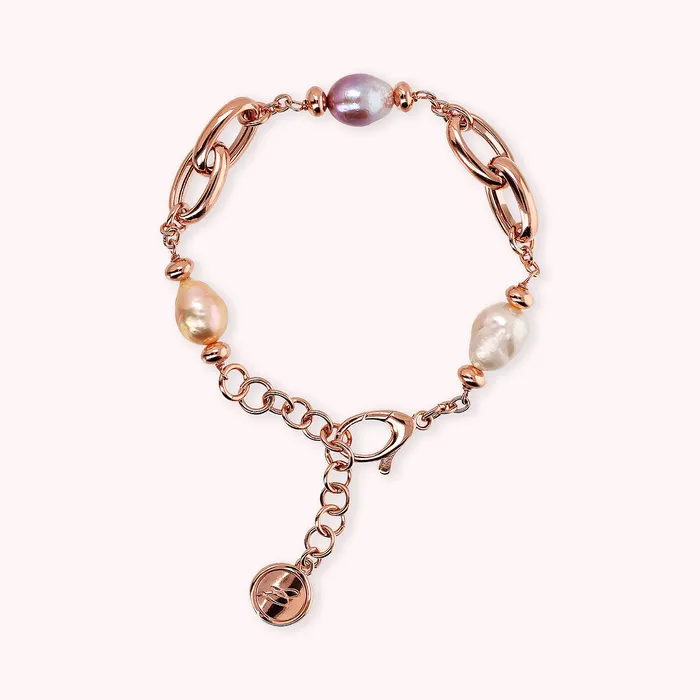 Bracciale con Maglie Intrecciate e Perle Barocche dAcqua Dolce Multicolor 911 mm Bronzallure Earrings Bracciale con Maglie Intrecciate e Perle Barocche dAcqua Dolce Multicolor 911 mm Bronzallure Earrings