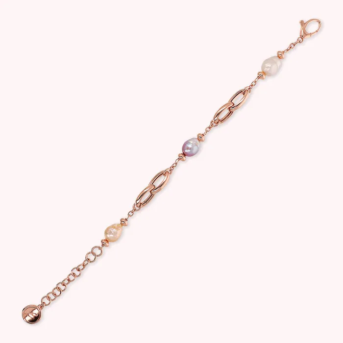 Bracciale con Maglie Intrecciate e Perle Barocche dAcqua Dolce Multicolor 911 mm Bronzallure Earrings