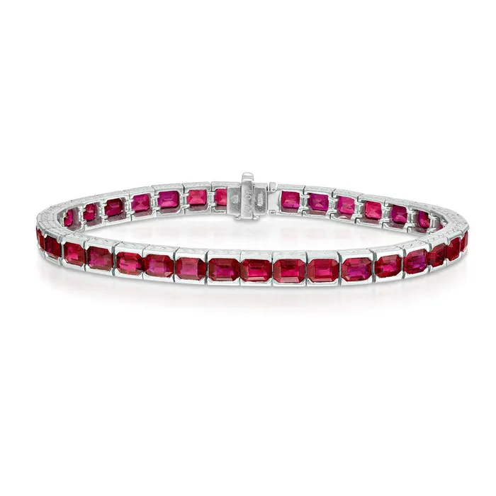 Bracelets 2027 Carat Burmese Ruby Line Bracelet Stephen Silver
