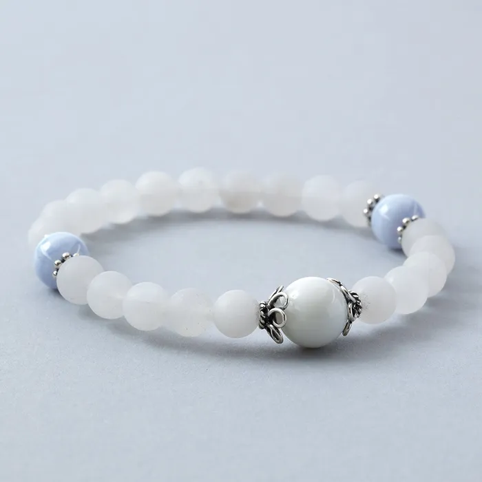 Bracelets Drukomalas Matte Rock Crystal with Blue Lace Agate Stretchy Bracelet Bracelets Drukomalas Matte Rock Crystal with Blue Lace Agate Stretchy Bracelet