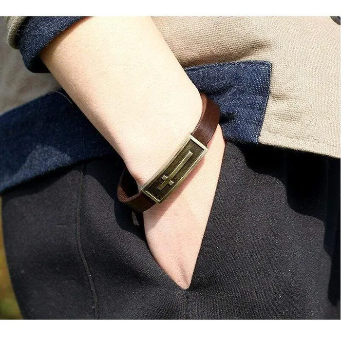 Bracelets Lords Guidance Mens Cross Bracelet br Leather Vintage Cross