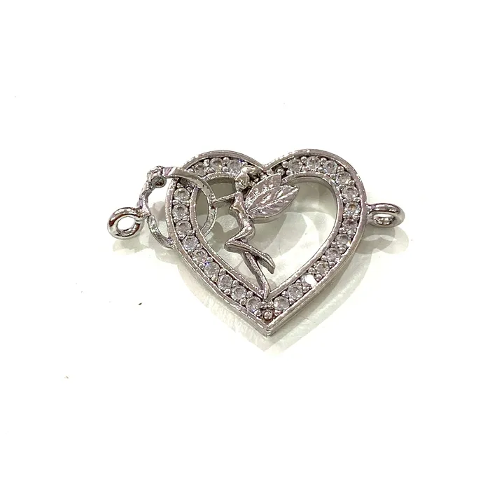 Bracelets Peppy Beads HeartTinkerbell Double Loop Silver Plated Charms Bracelet Charms Connector Charms Bracelets Peppy Beads HeartTinkerbell Double Loop Silver Plated Charms Bracelet Charms Connector Charms
