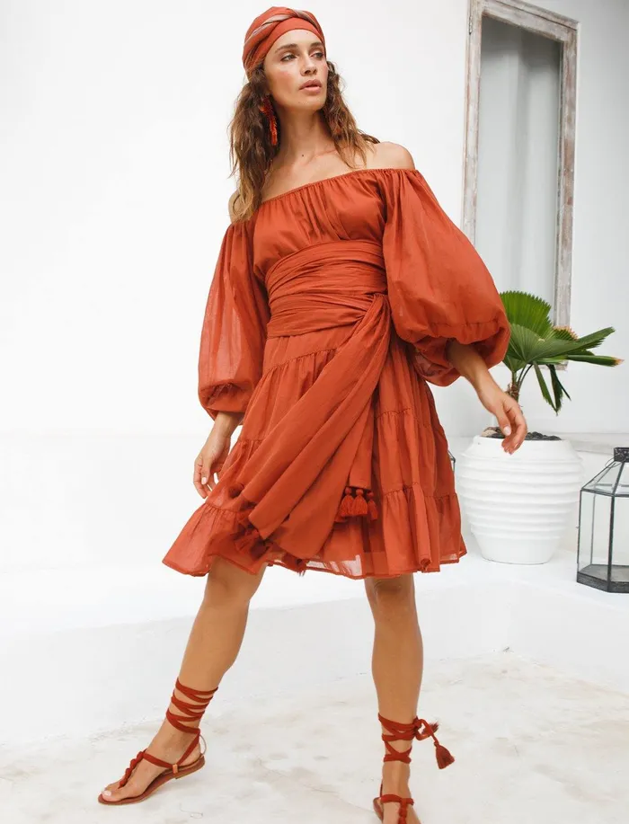 BRIELLE SHORT BOHO DRESS Erika Pea Earrings BRIELLE SHORT BOHO DRESS Erika Pea Earrings