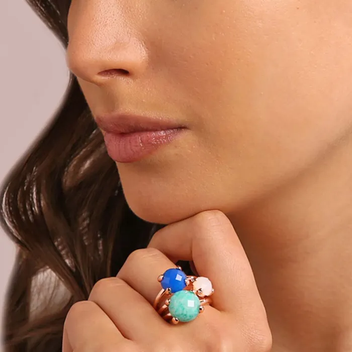 Bronzallure Earrings Anello Trilogy Multifilo con Pietre Naturali