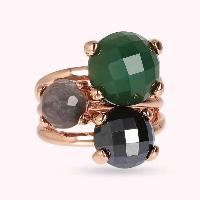 Bronzallure Earrings Anello Trilogy Multifilo con Pietre Naturali