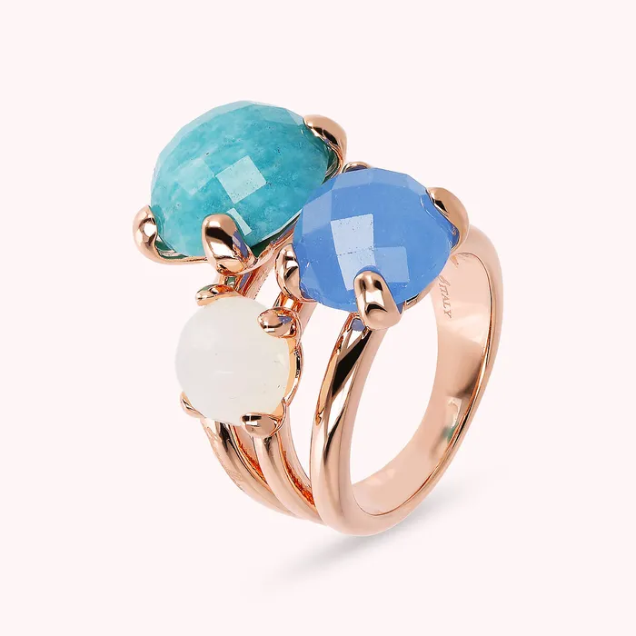 Bronzallure Earrings Anello Trilogy Multifilo con Pietre Naturali