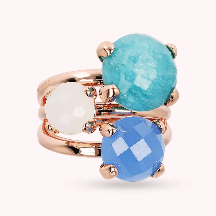 Bronzallure Earrings Anello Trilogy Multifilo con Pietre Naturali