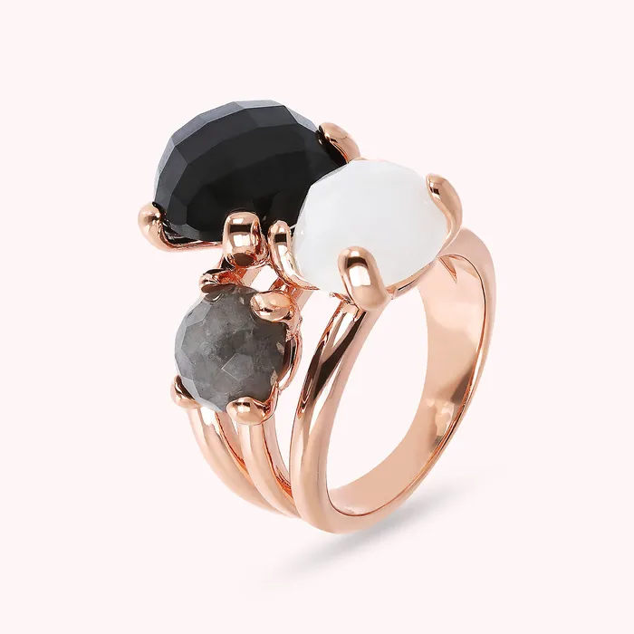Bronzallure Earrings Anello Trilogy Multifilo con Pietre Naturali