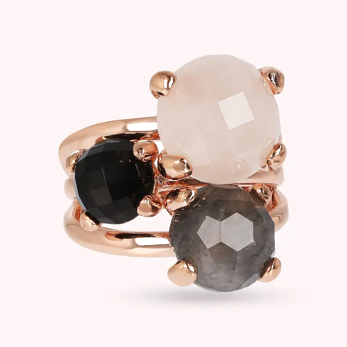 Bronzallure Earrings Anello Trilogy Multifilo con Pietre Naturali