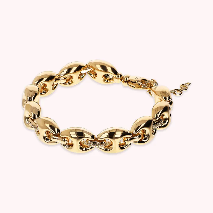 Bronzallure Earrings Bracciale Golden Maglia Marina con Elementi in Pav di Cubic Zirconia Bronzallure Earrings Bracciale Golden Maglia Marina con Elementi in Pav di Cubic Zirconia