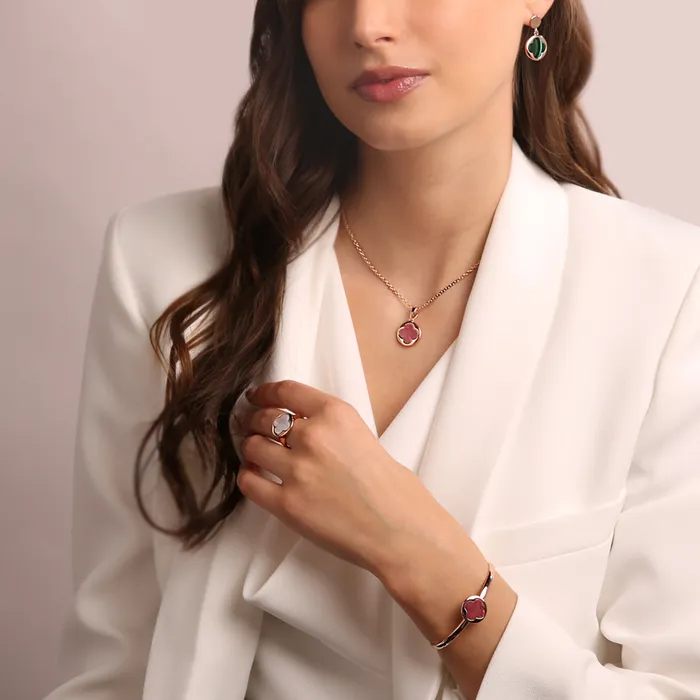 Bronzallure Earrings Collana con Quadrifoglio Piccolo in Pietra Naturale