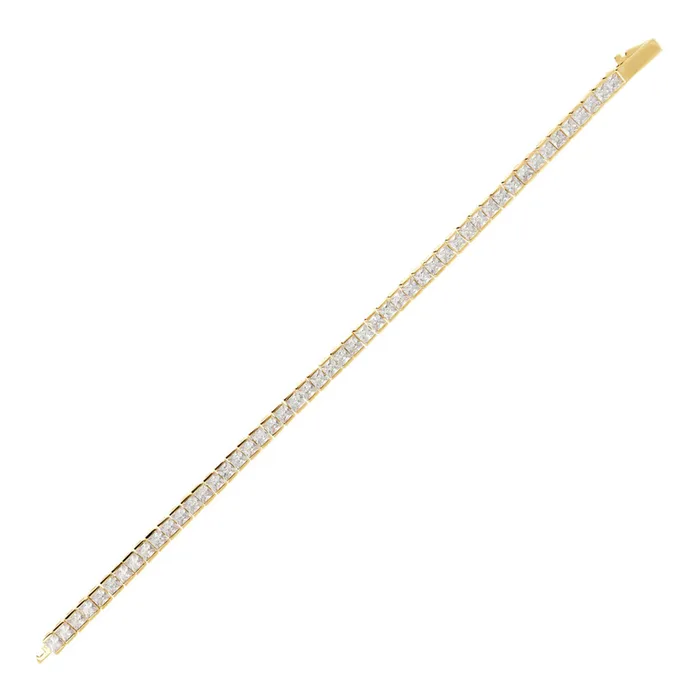 Bronzallure Necklaces Bracciale Tennis Golden con Cubic Zirconia Forma Quadrata