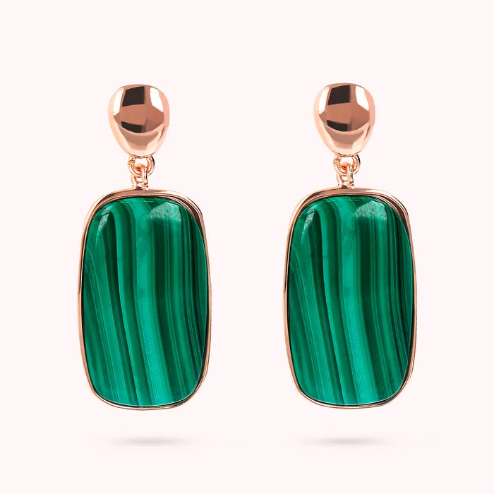 Bronzallure Orecchini Pendenti con Pietra Naturale Taglio a Saponetta Earrings Bronzallure Orecchini Pendenti con Pietra Naturale Taglio a Saponetta Earrings