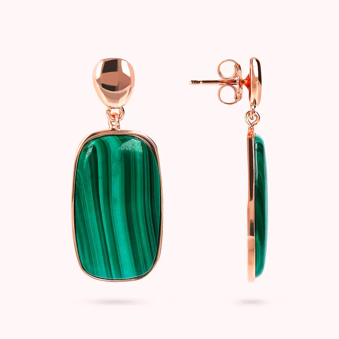 Bronzallure Orecchini Pendenti con Pietra Naturale Taglio a Saponetta Earrings