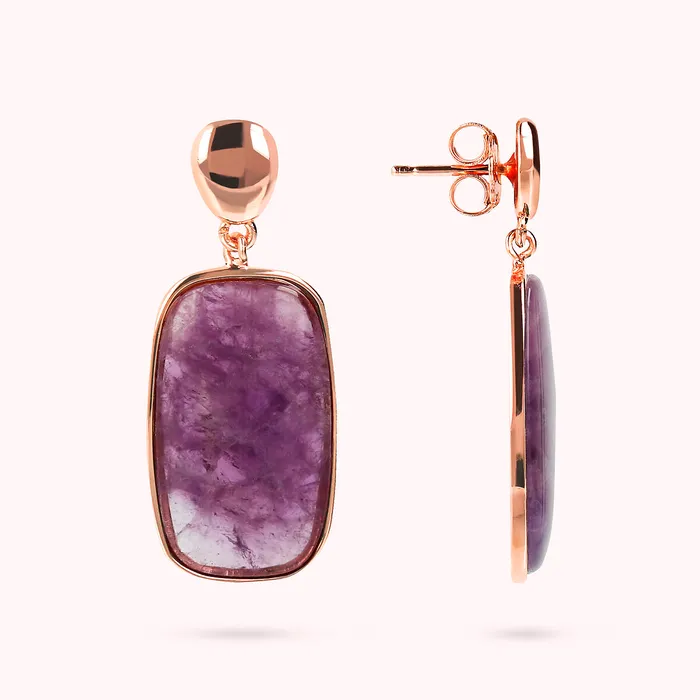 Bronzallure Orecchini Pendenti con Pietra Naturale Taglio a Saponetta Earrings