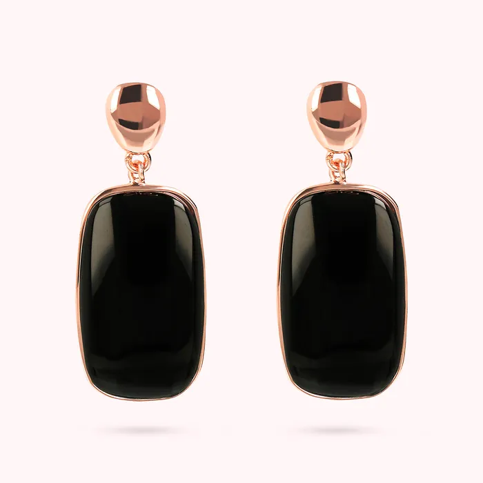 Bronzallure Orecchini Pendenti con Pietra Naturale Taglio a Saponetta Earrings