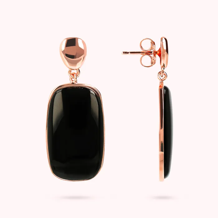 Bronzallure Orecchini Pendenti con Pietra Naturale Taglio a Saponetta Earrings